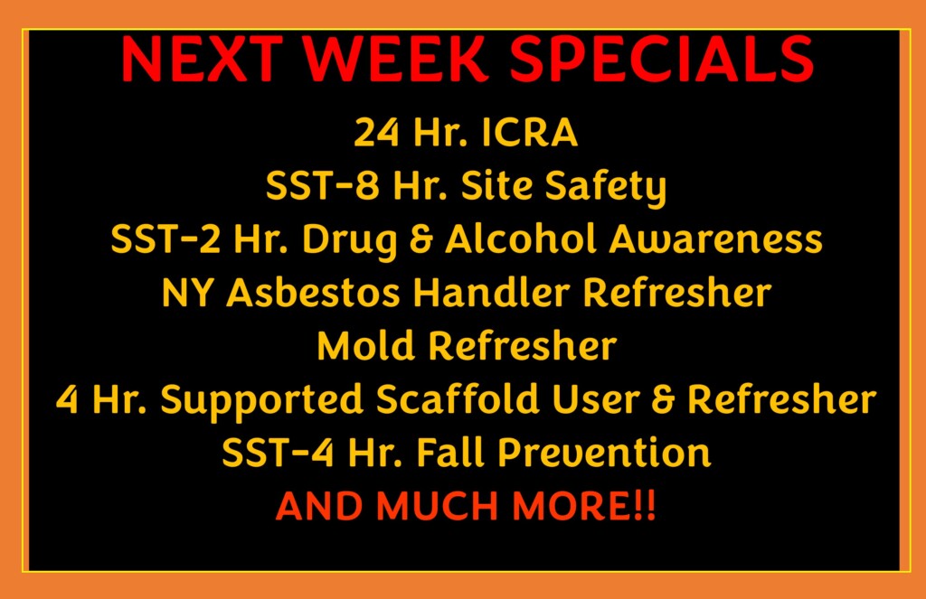 NEXT WEEKS SPECIALS