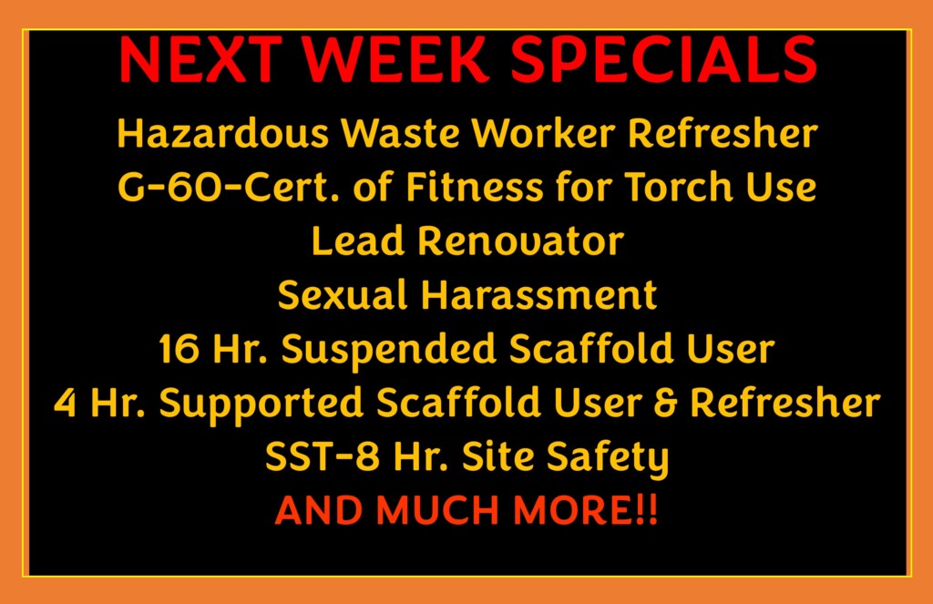 NEXT WEEKS SPECIALS