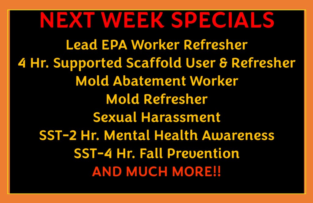 NEXT WEEKS SPECIALS
