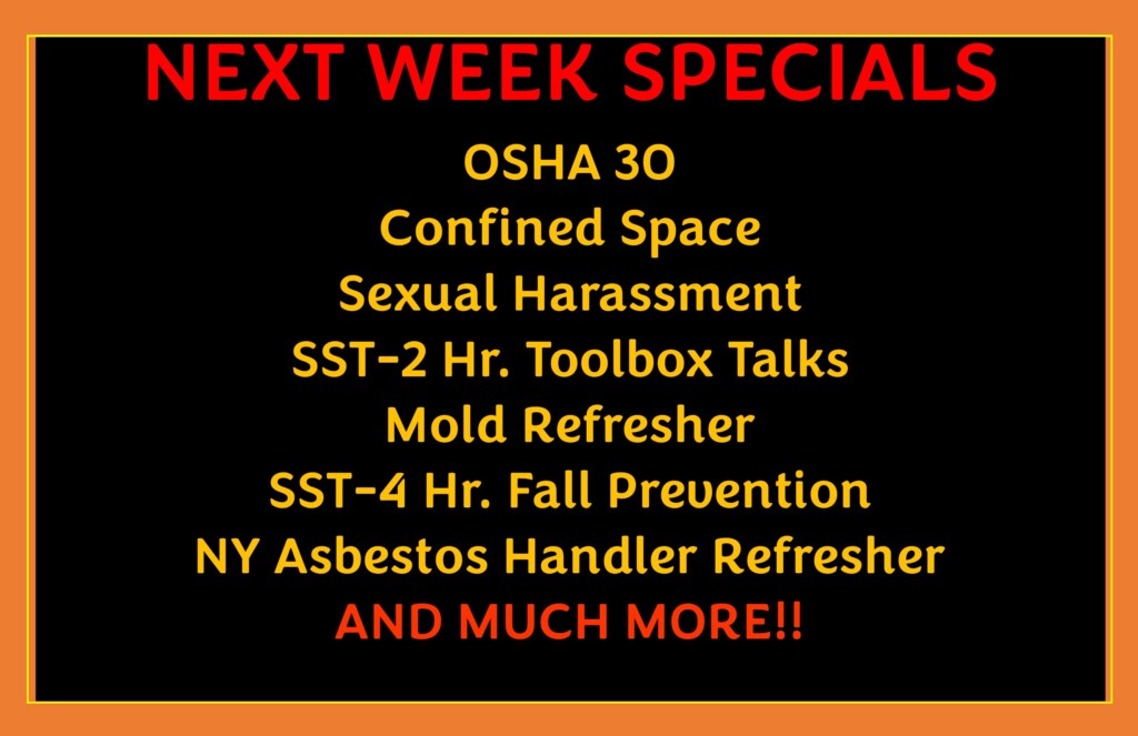 NEXT WEEKS SPECIALS