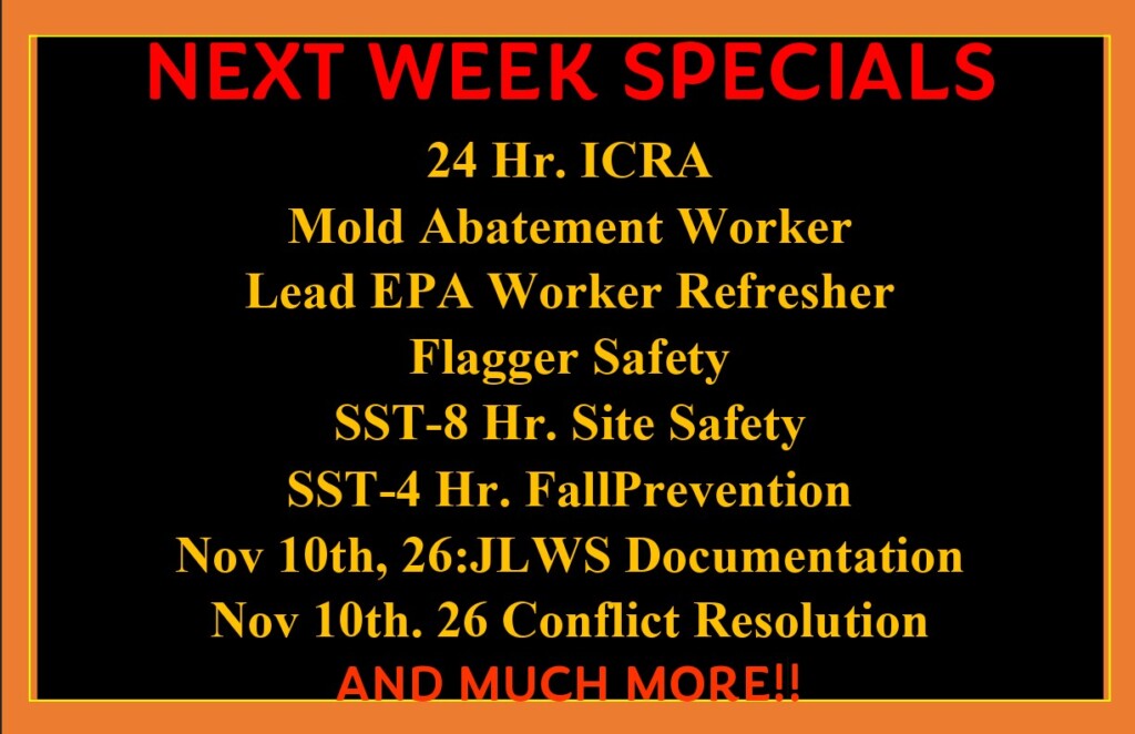 NEXT WEEKS SPECIALS